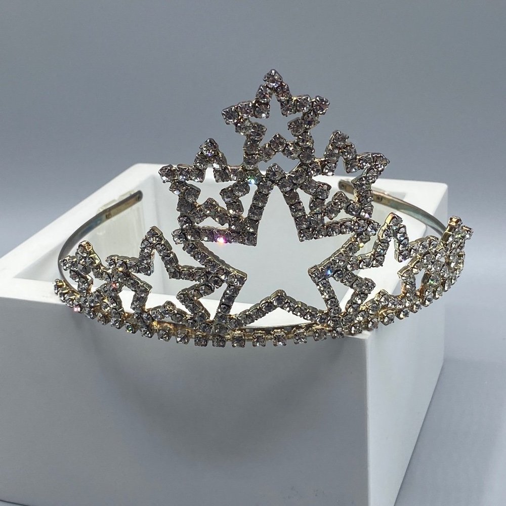 Rare Early 2000s Crystal Star Crown Headpiece Tiara — Pageant Stage Glam | NWOT
